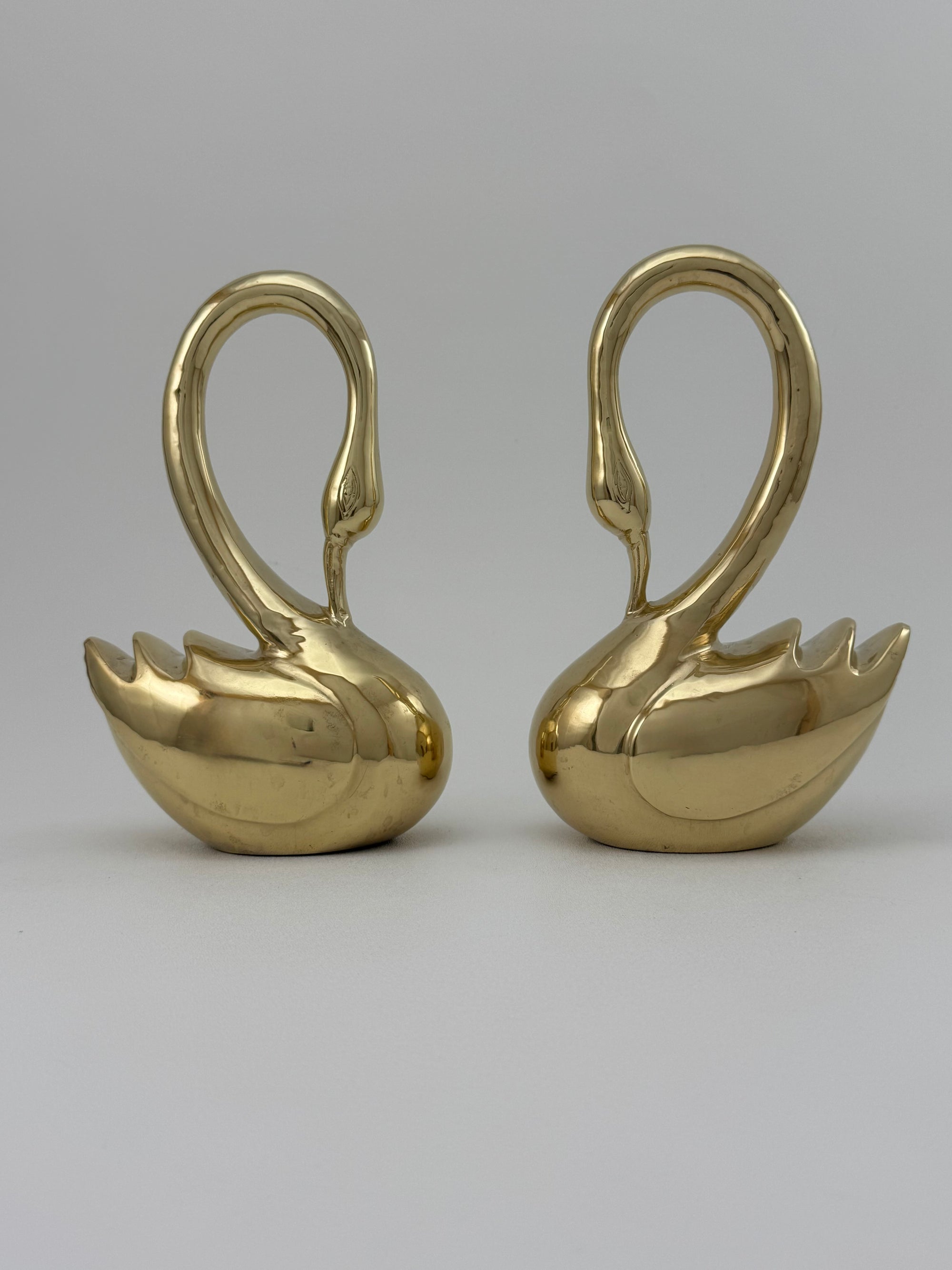 Vintage MCM Brass Swans- A Pair