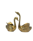 Vintage Brass Swan Planter Duo – Small Graceful Mid-Century Pair