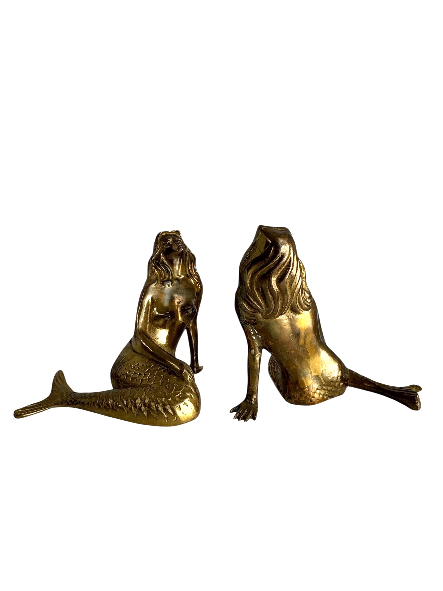 Vintage Brass Mermaid Pair