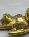 Vintage Brass Frog Relaxing On Back