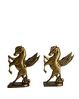 Vintage Brass Pegasus Horse Bookends (Set of Two)