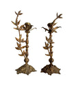 Pair of Vintage Rococo Brass Candleholders – Ornate Floral & Vine Taper Holders-Made in Spain