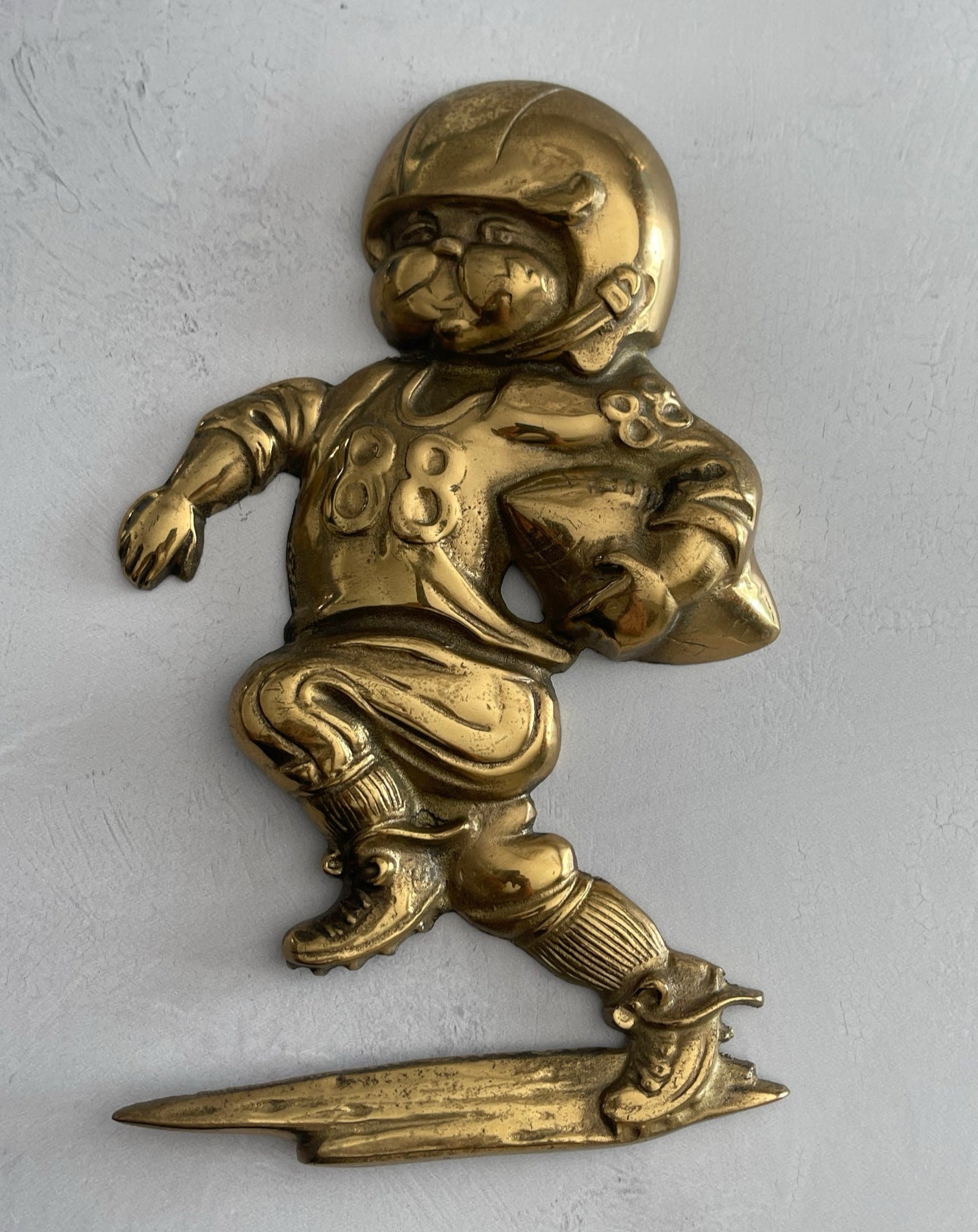 Vintage Brass Football Players Wall Hangings- A Set of Three by Gatco