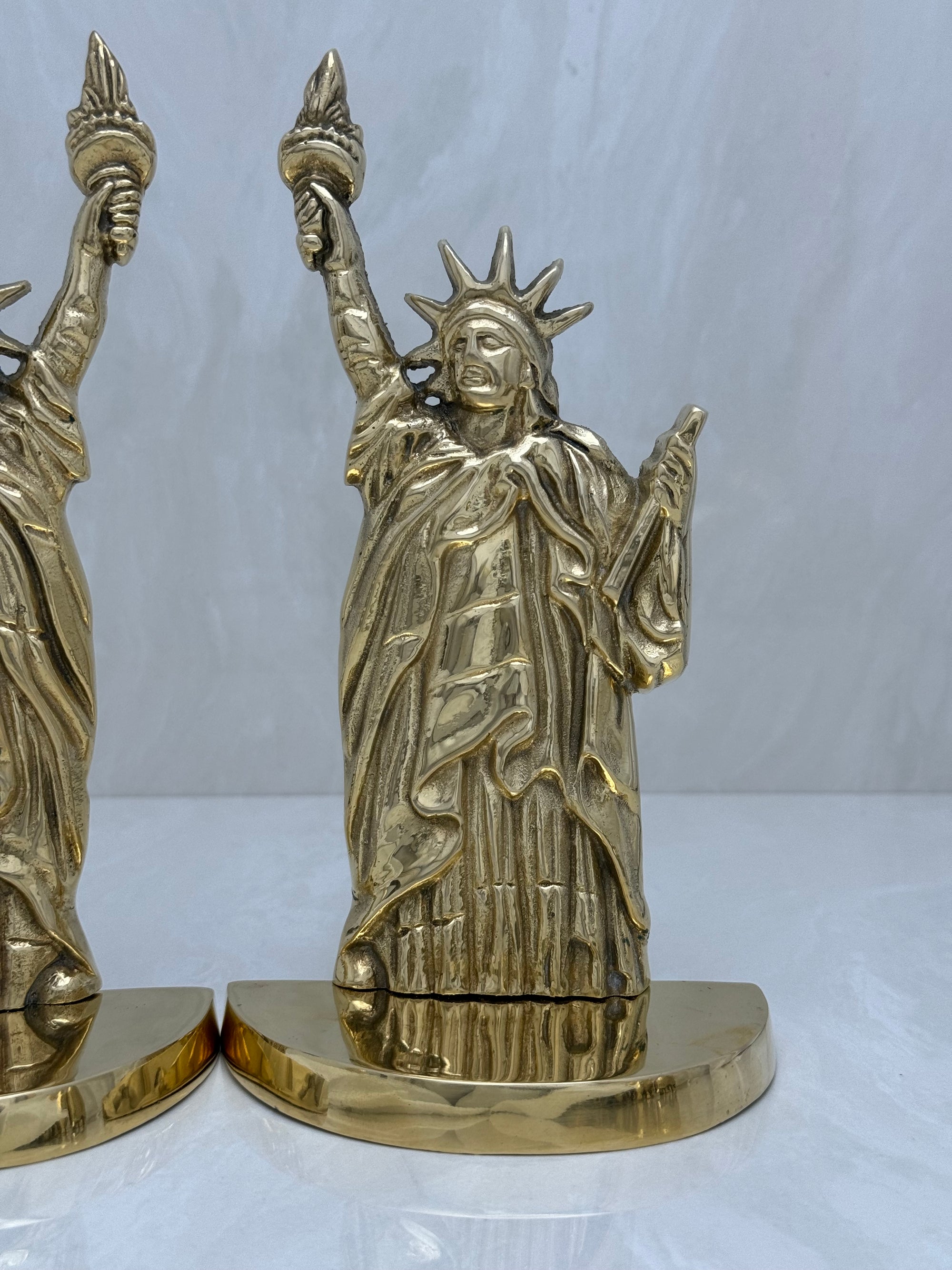 Vintage Brass Statue of Liberty Bookends- A Pair