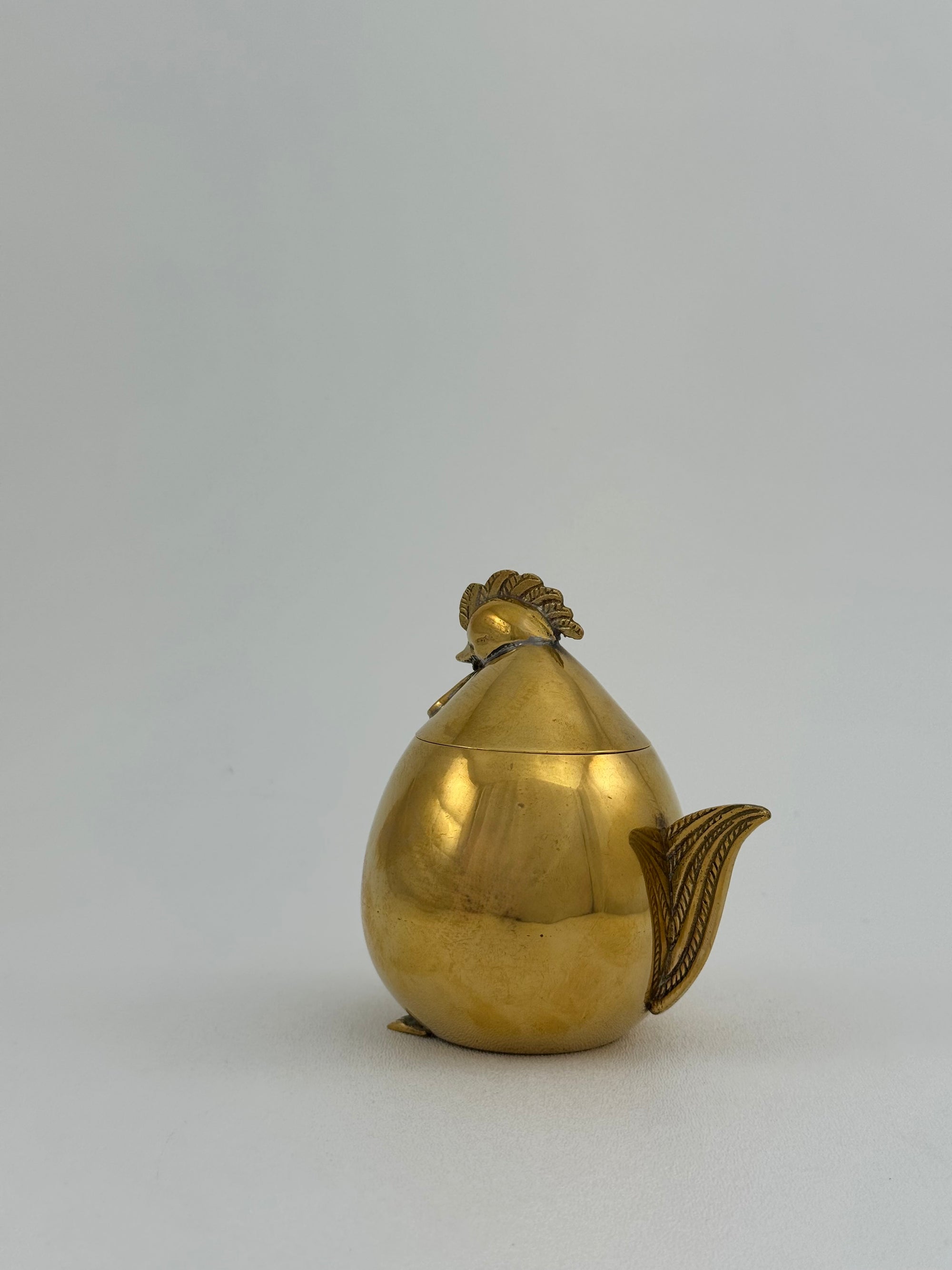 Vintage Brass Hen Lidded Container