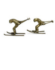 Vintage Bronze Skiing Frog Brothers