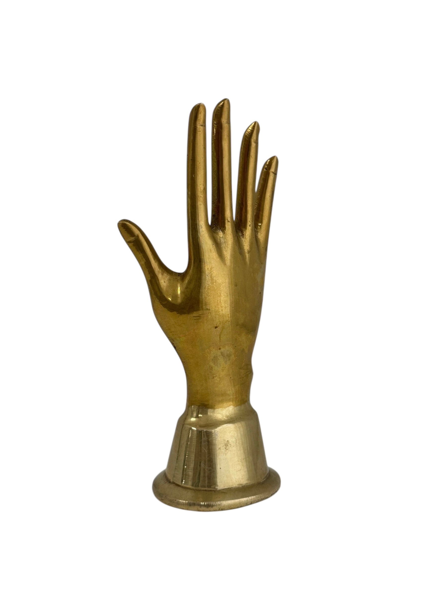 Vintage Brass Hand Sculpture – Mid-Century Modern Jewelry Display or Art Accent