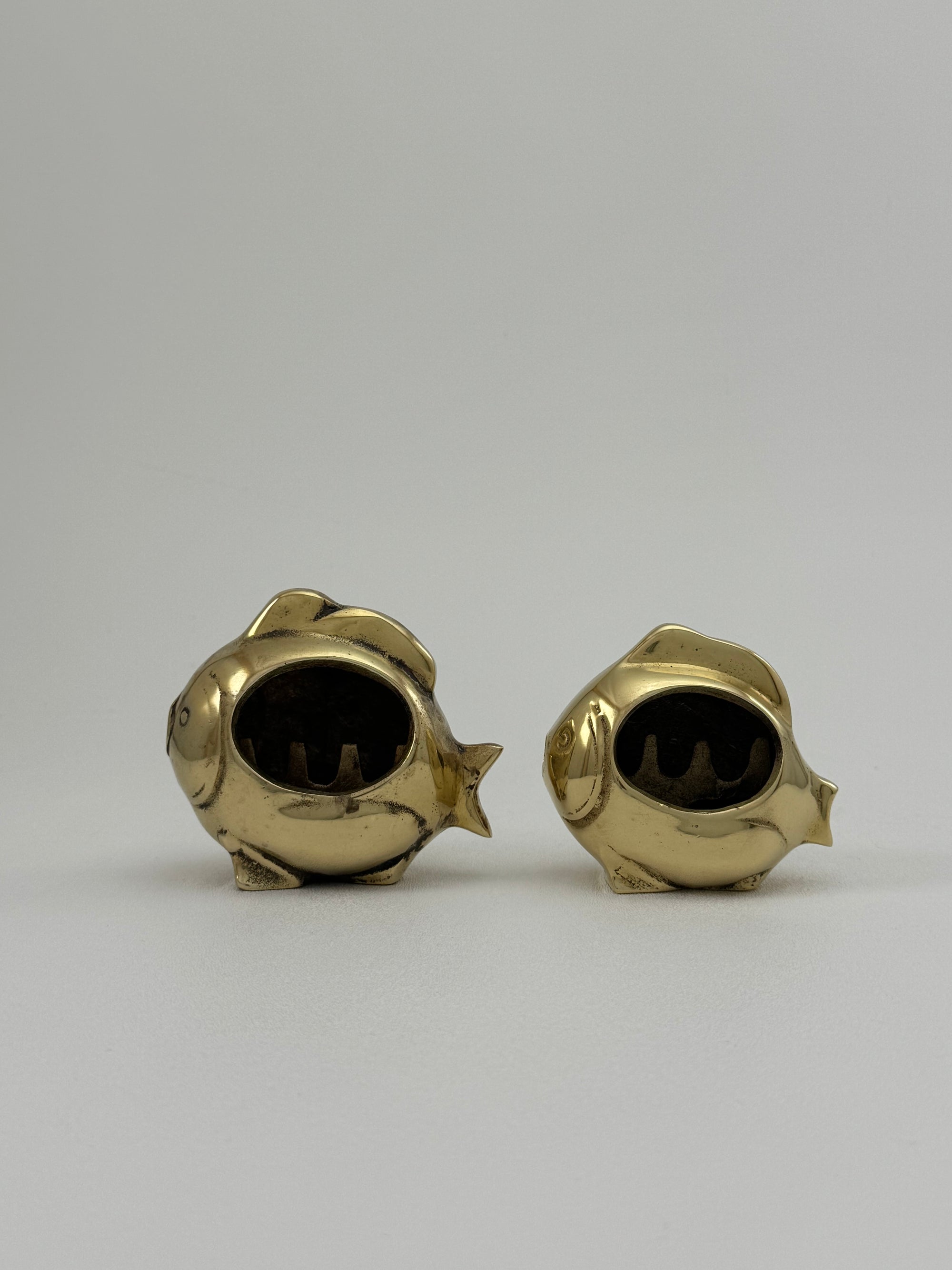 Pair of Vintage Brass Fish Ashtrays – His &amp; Hers– Mid Century Modern Hollywood Regency Coastal Decor
