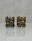 Vintage Brass Floral Candleholders-A Pair