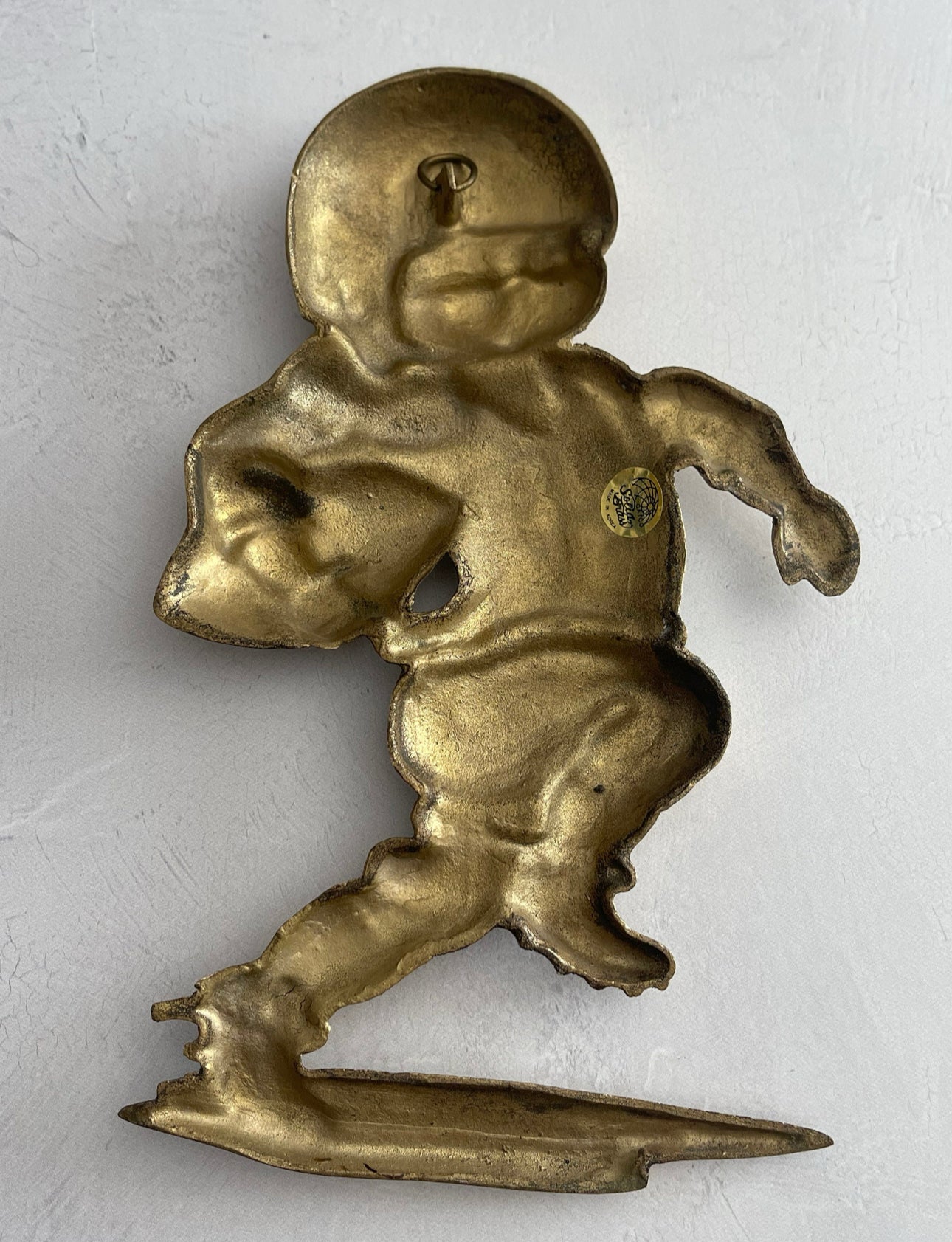 Vintage Brass Football Players Wall Hangings- A Set of Three by Gatco