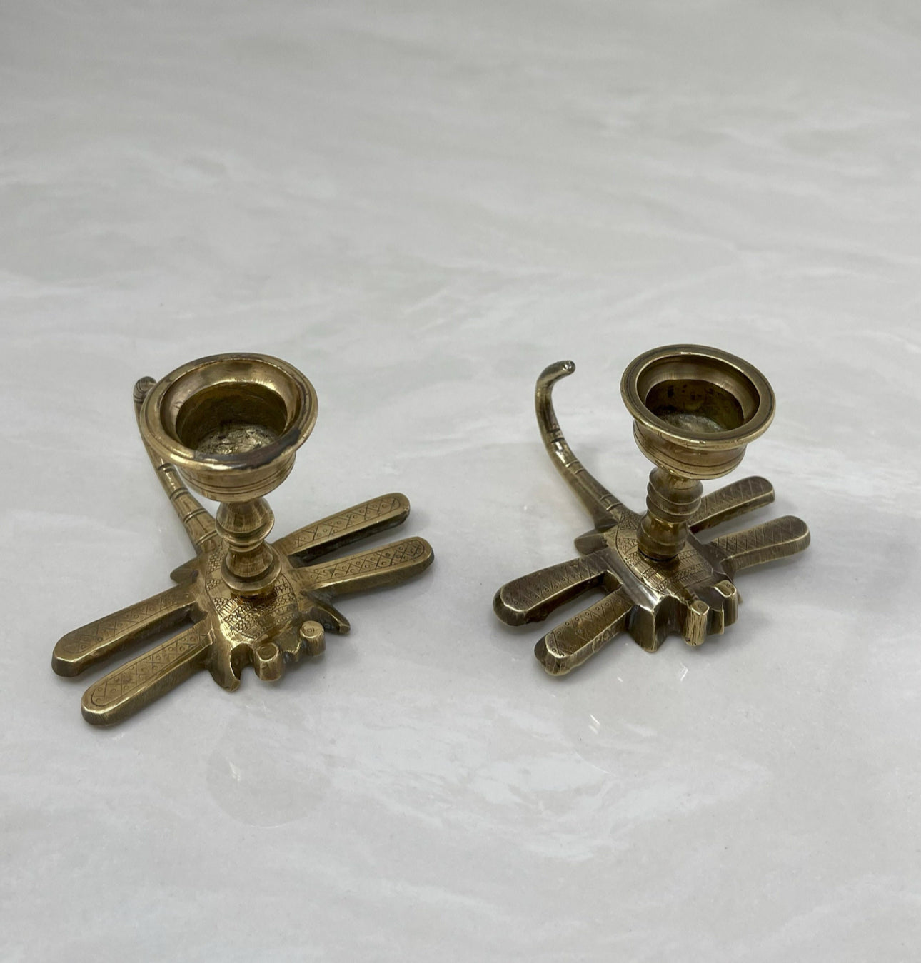 Vintage Brass Dragonfly Candleholders - A Pair