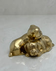 Cute Small Vintage Brass Sleeping Bulldog Puppies-A Collectible