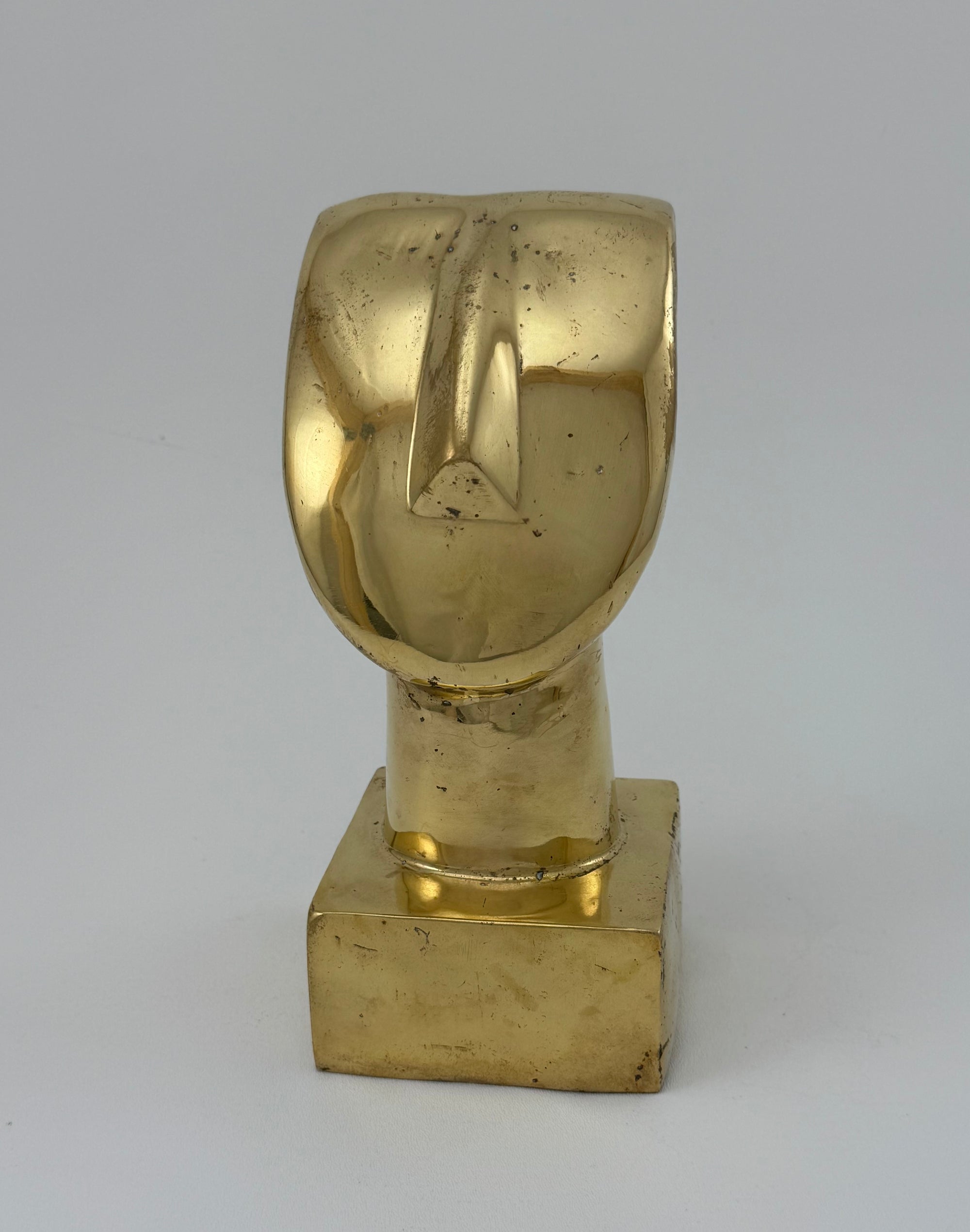 Vintage Brass Face Sculpture | Mid-Century Modern