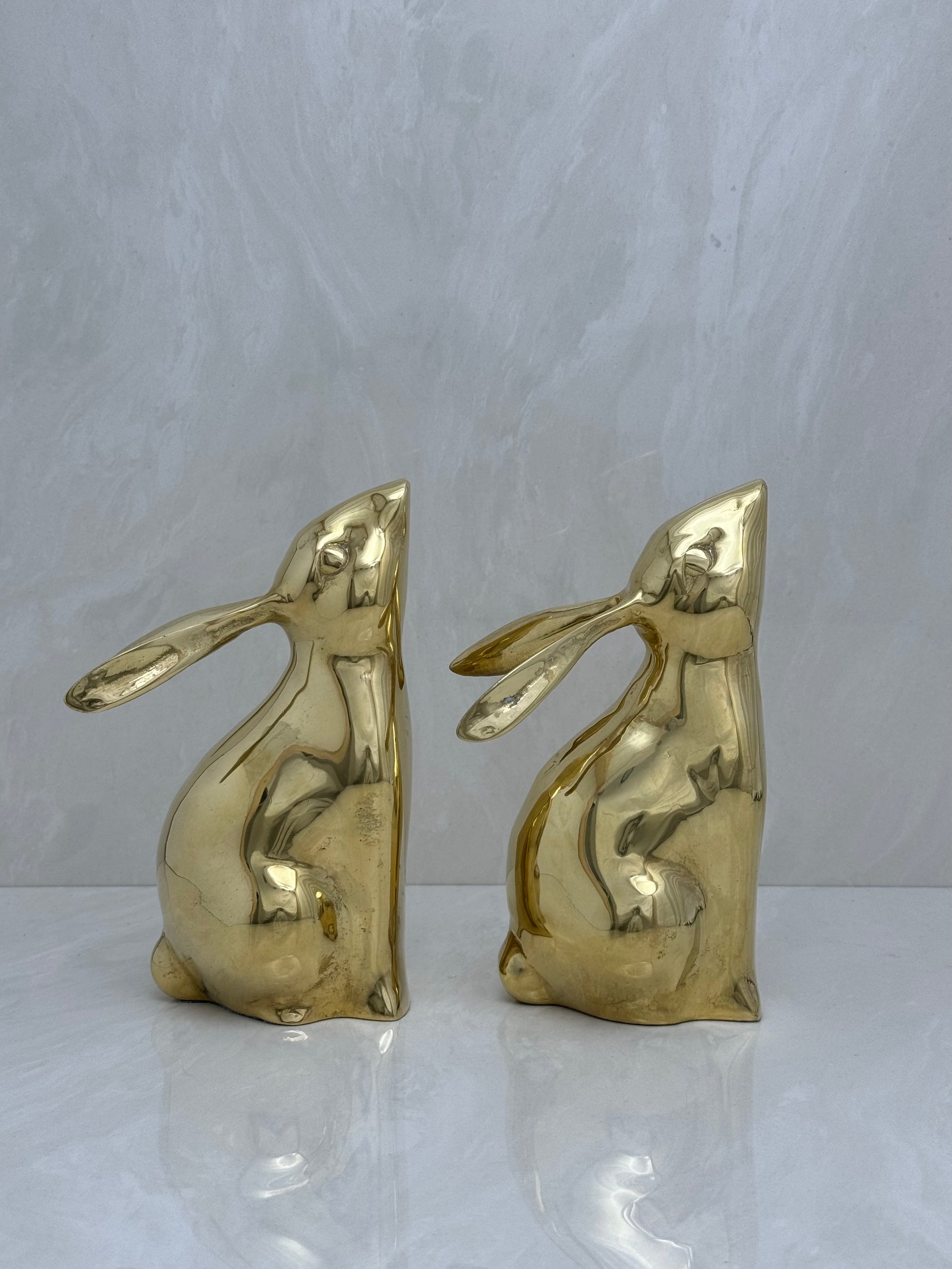 Vintage Brass Rabbit Bookends-A Pair