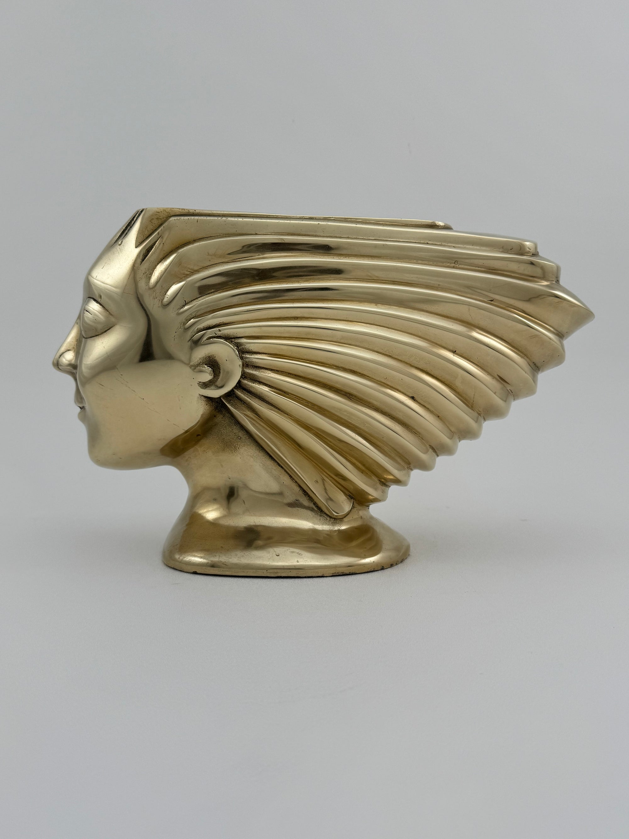Rare Vintage Dolbi Cashier Brass Woman Head Sculpture – Flowing Hair Bust, 10 lbs