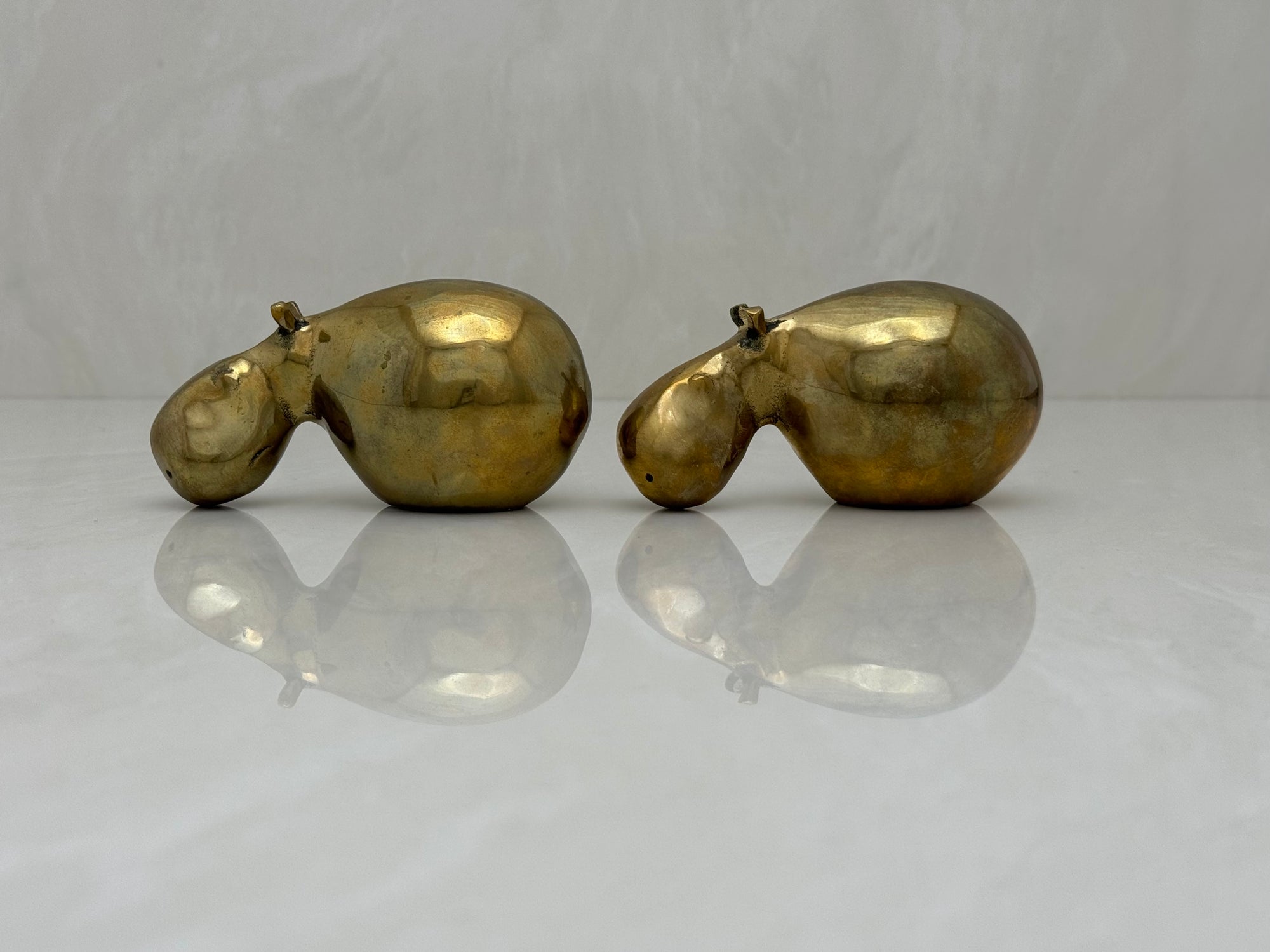 Vintage Brass Hippos-A Pair