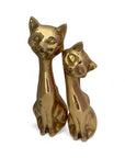 Tall Vintage Brass Smiling Cat Pair