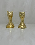 Vintage Brass Cat Head Bookends-A Pair