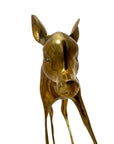 Vintage Mid-Century Modern Brass Fawn Sculpture – Graceful Grazing Deer | Hollywood Regency Animal Figurine |12.75 Inches tall