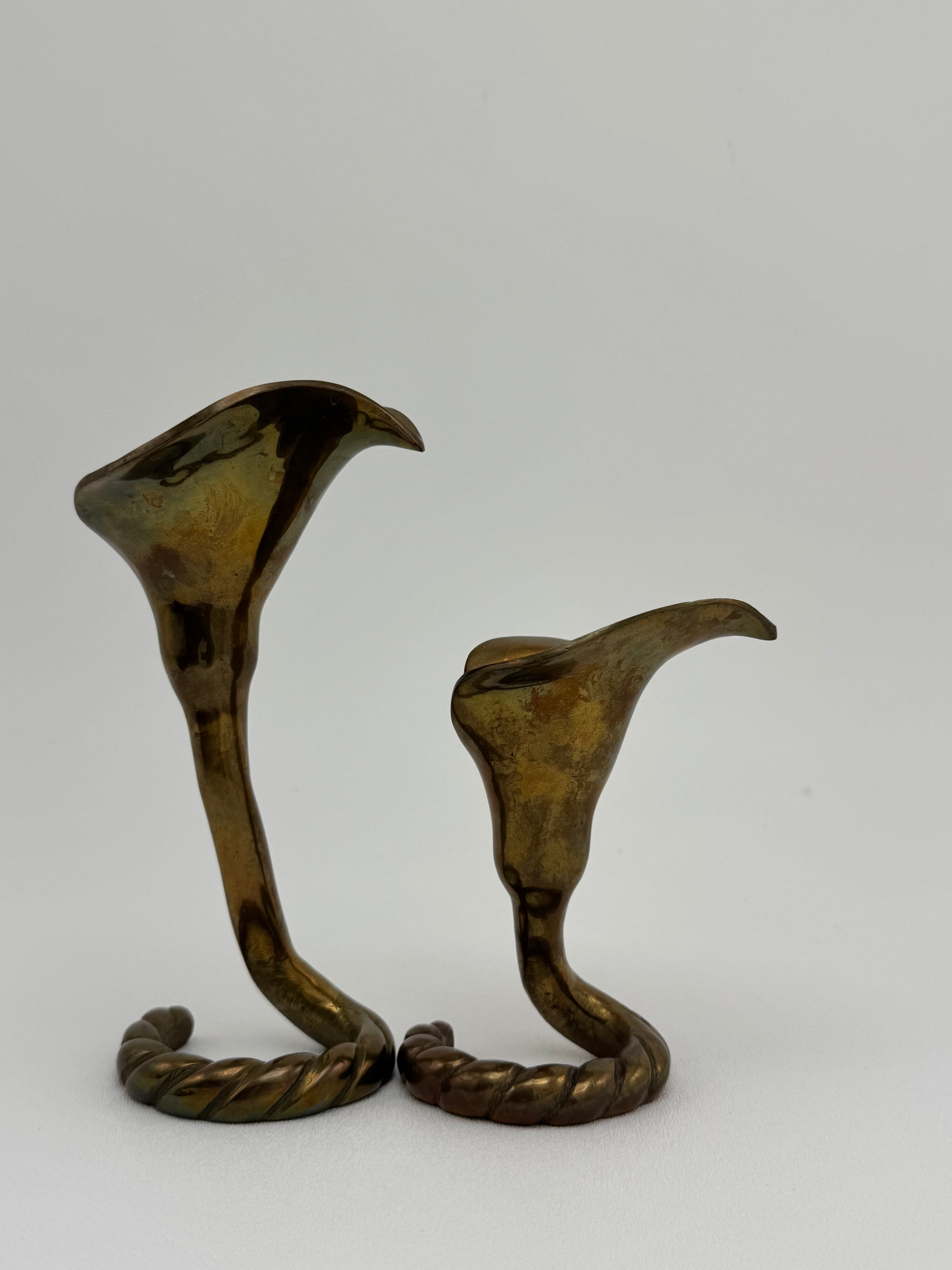Vintage Brass Tulip Candlestick Holders-A Pair
