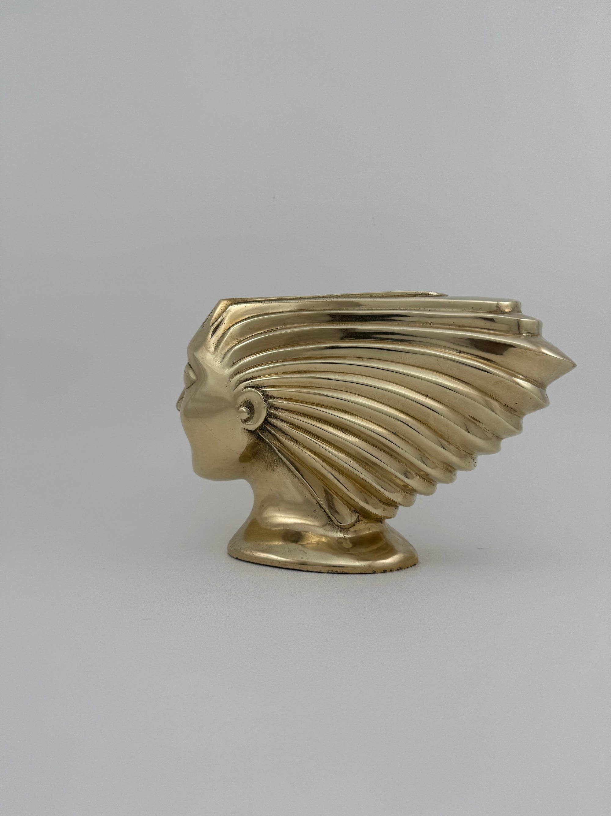 Rare Vintage Dolbi Cashier Brass Woman Head Sculpture – Flowing Hair Bust, 10 lbs
