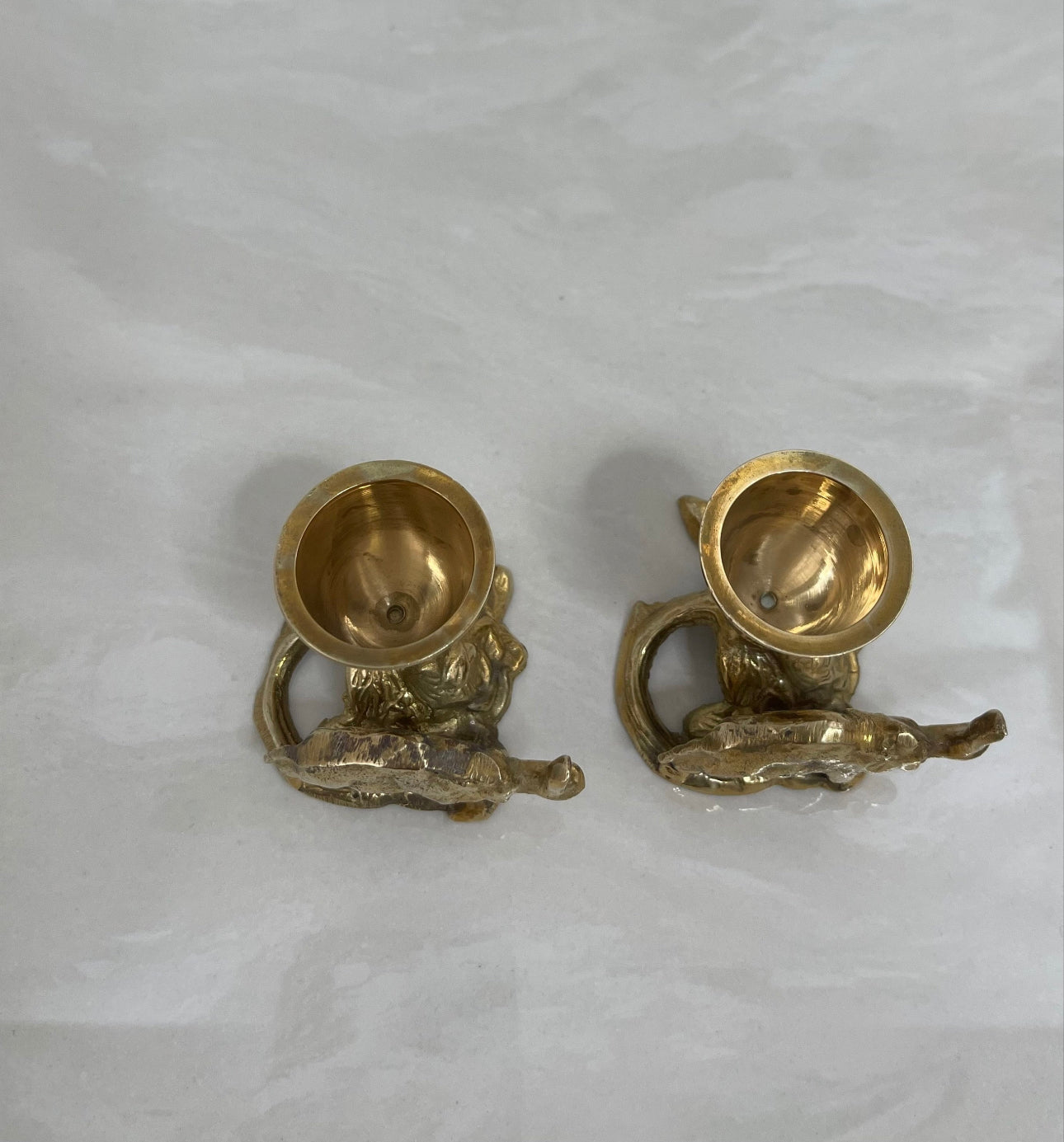 Vintage Brass Elephant Candlestick Holders-A Pair