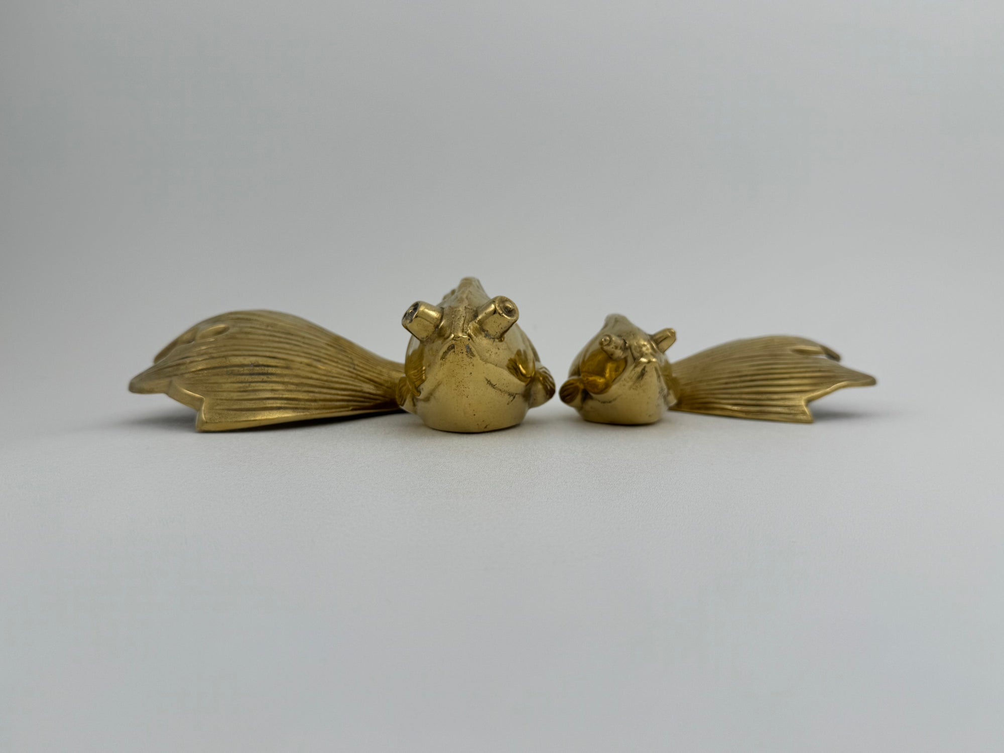 Large Vintage Fancy Tail Large Eyed Brass Fish- A Pair