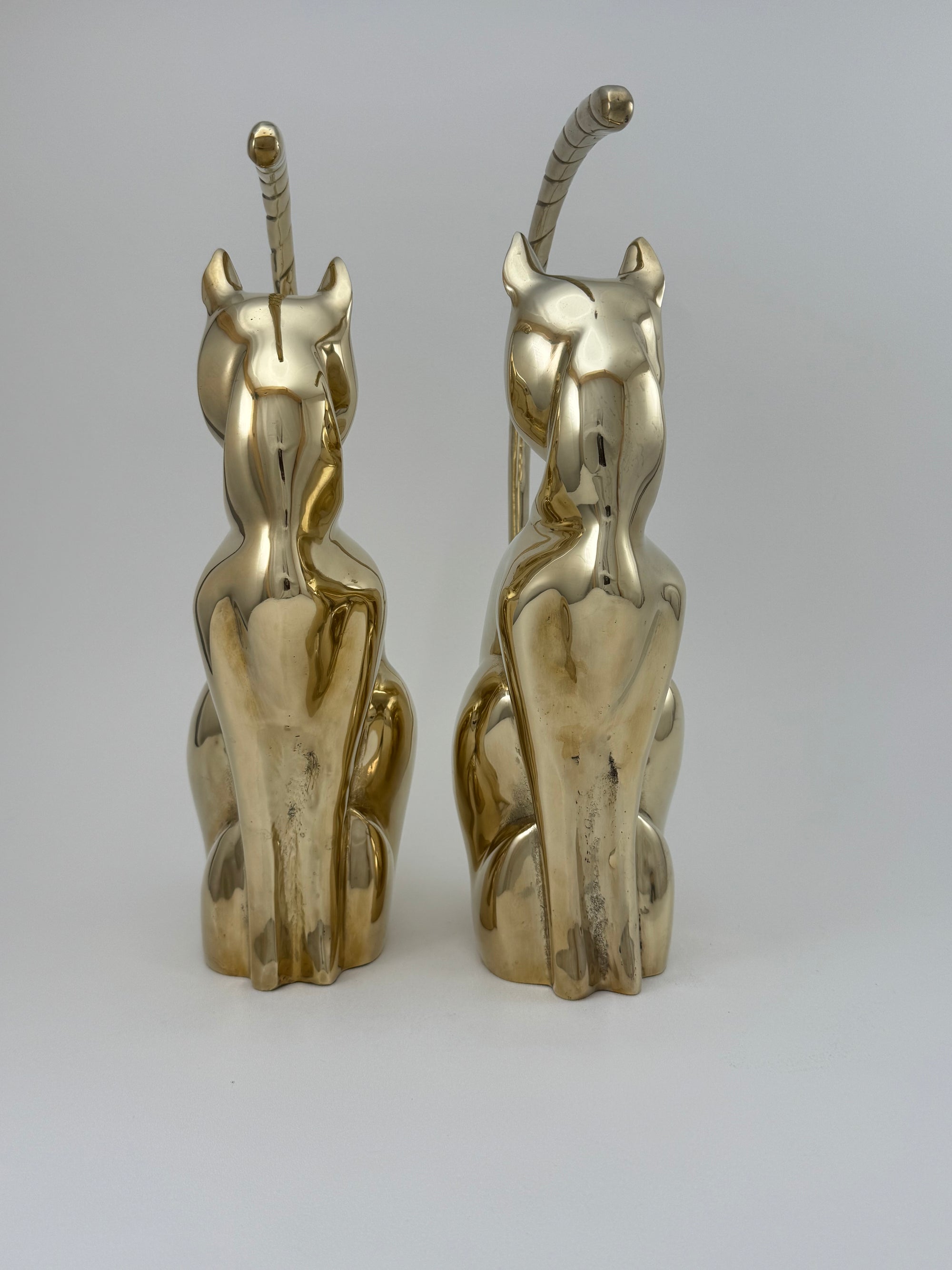 Vintage Pair of Dolbi Cashier Brass Cats – Hollywood Regency Statement Set-17”