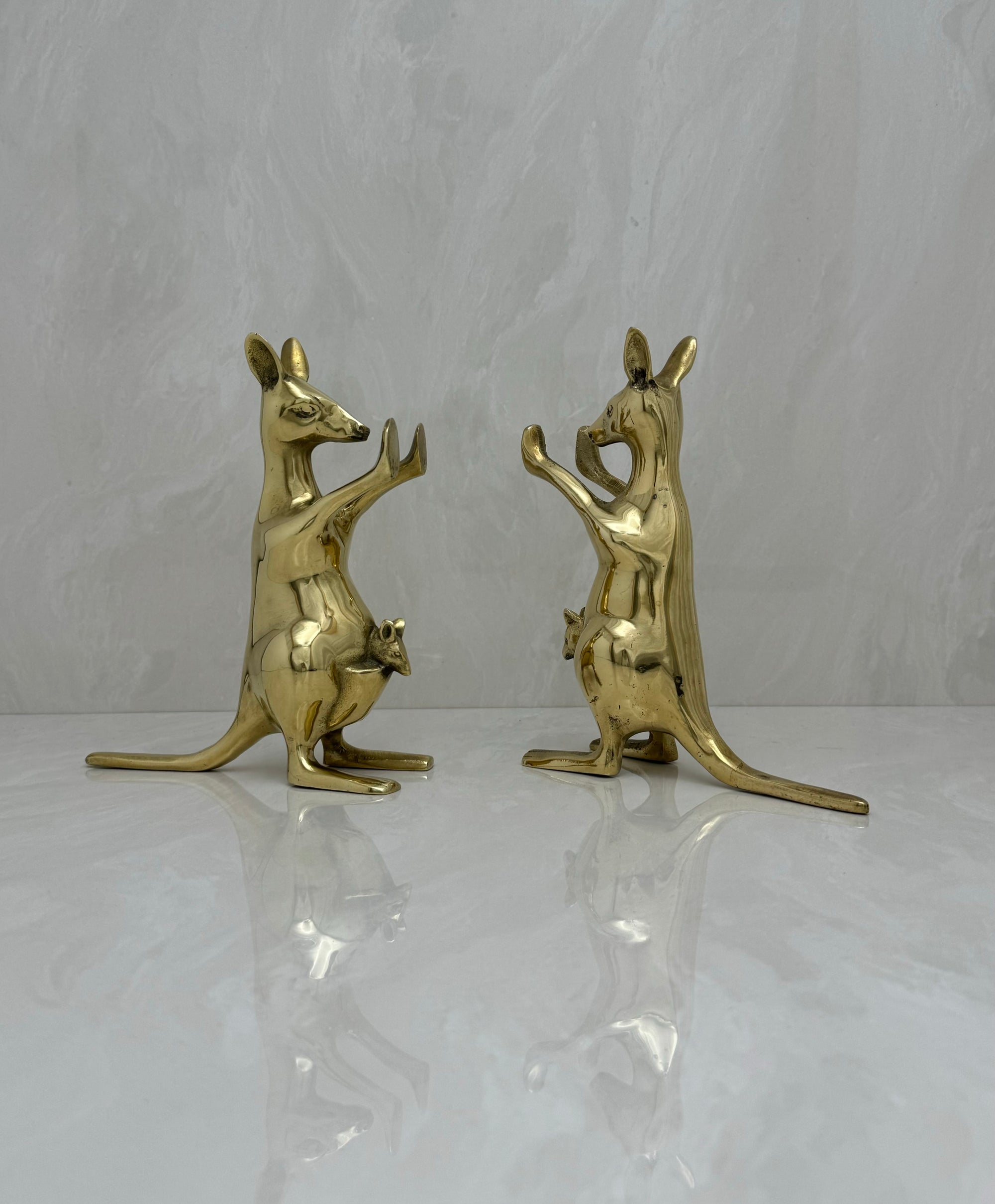 Vintage Brass Kangaroo Bookends-A Pair