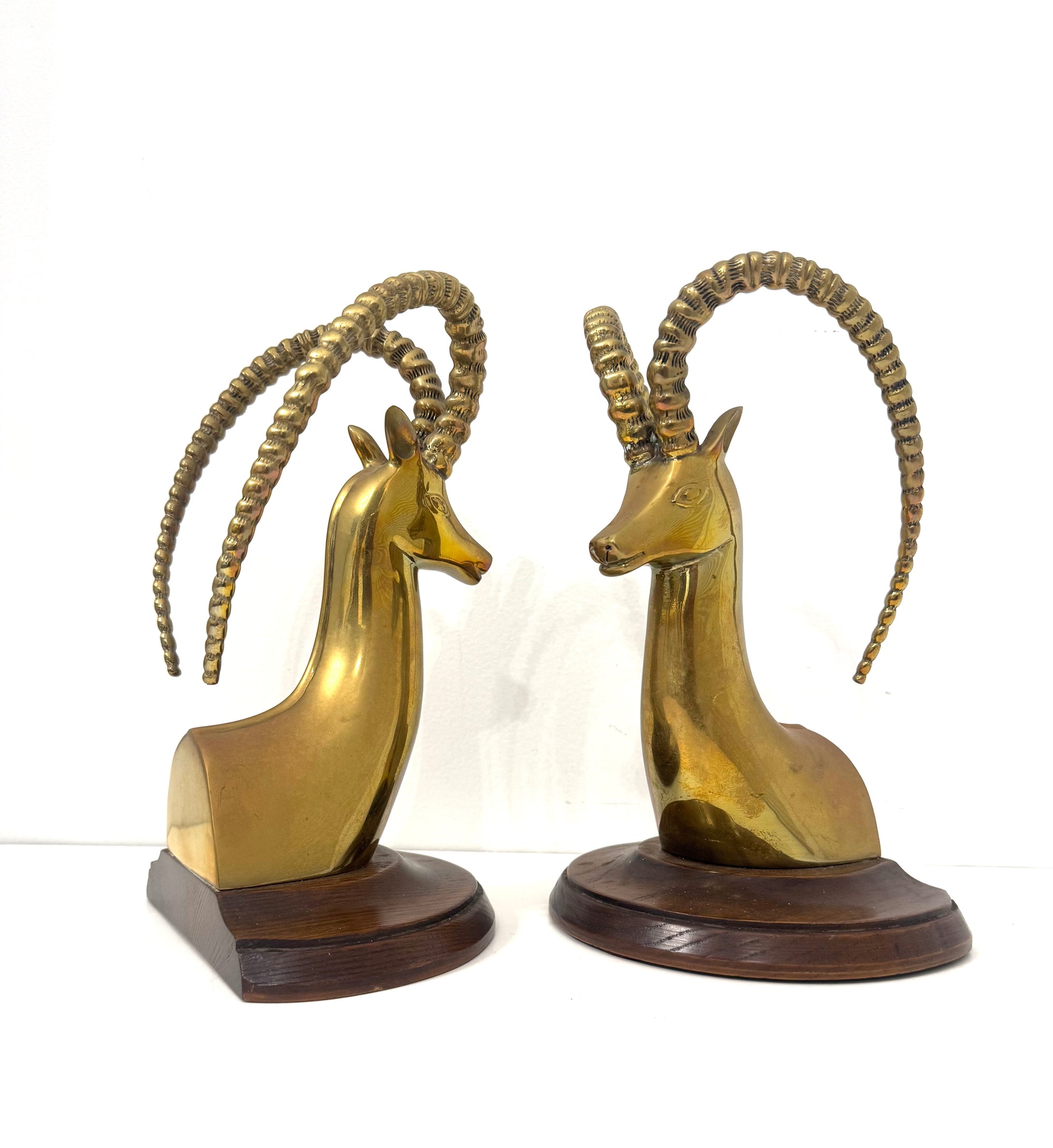 Vintage Sarréid Ltd. Brass Ibex Sculptures — Made in Spain, Mid-Century Modern Elegance