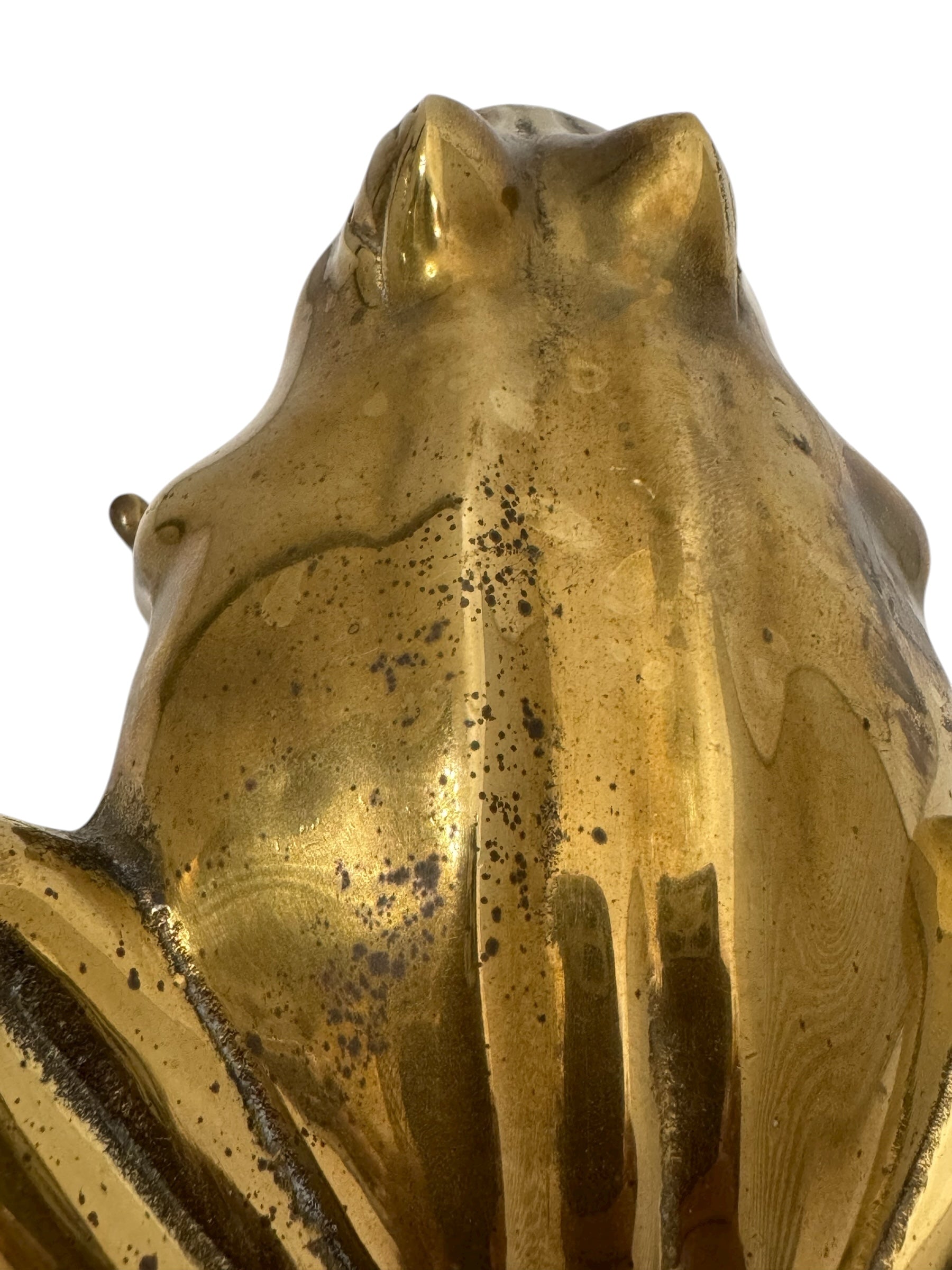 Vintage Brass Frog Figurine – Mid-Century Modern Toad Sculpture | Hollywood Regency Paperweight