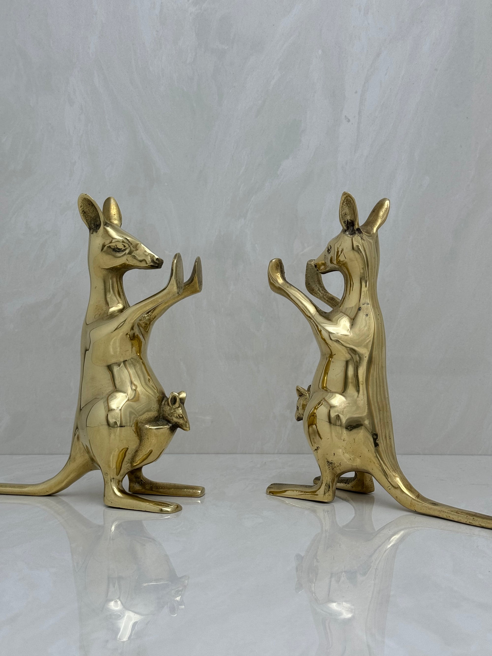 Vintage Brass Kangaroo Bookends-A Pair