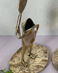 Vintage Brass Tennis Playing Frogs-A Pair