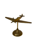 Vintage Brass Airplane on Stand | Mid-Century Aviator Sculpture