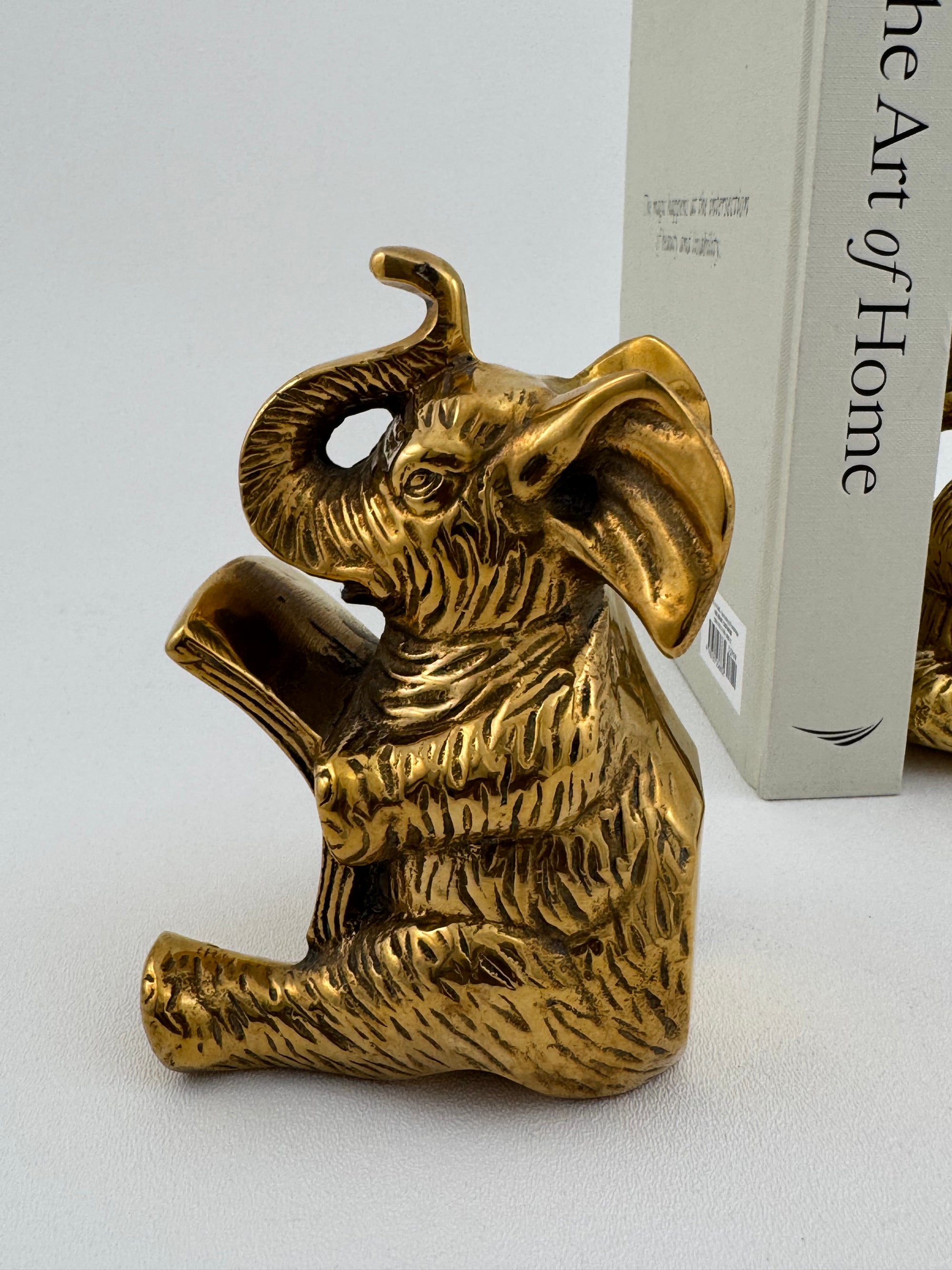 Vintage Brass Elephants Bookends-A Pair