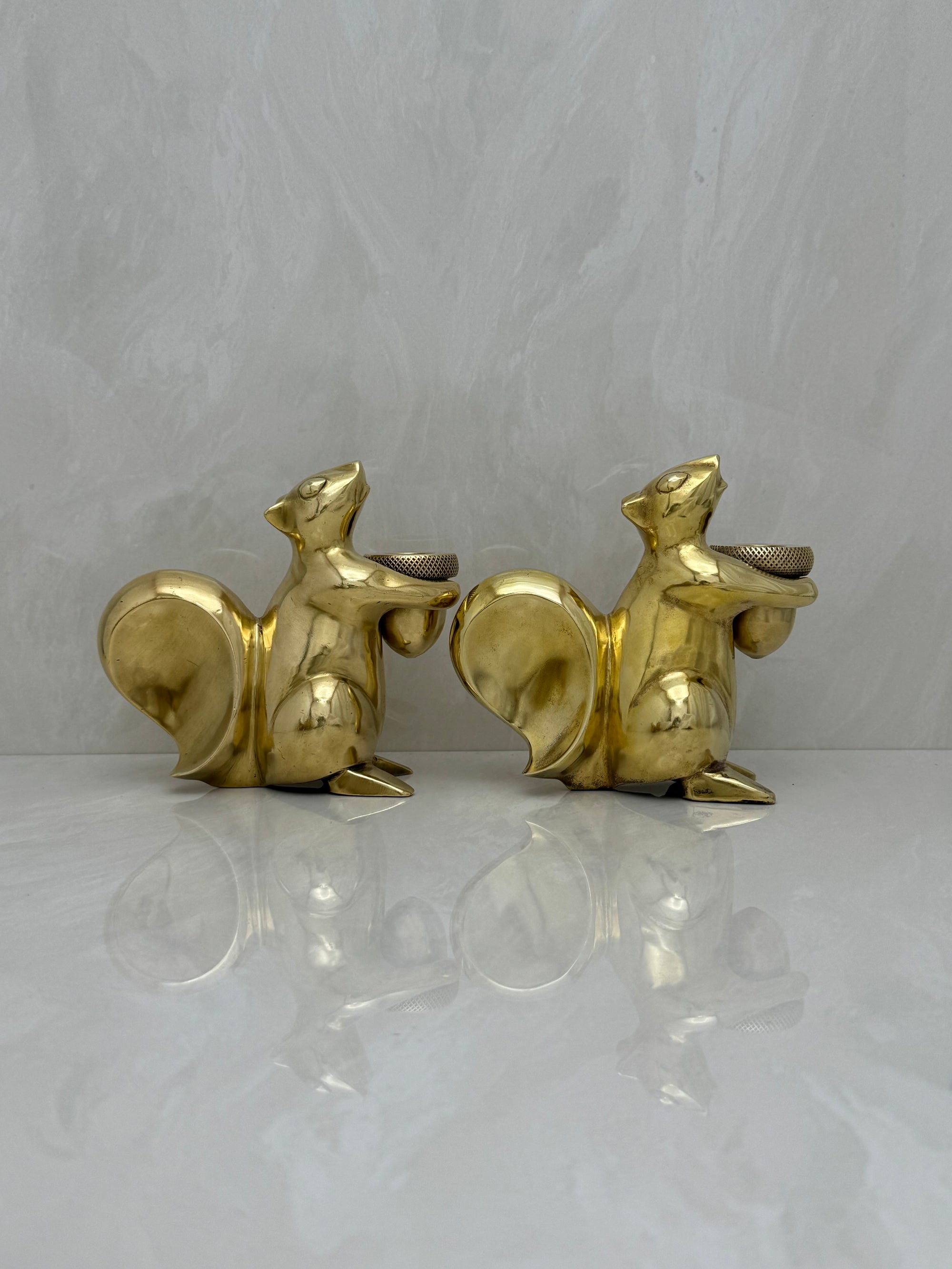 Vintage Bronze Squirrel Candleholders-A Pair