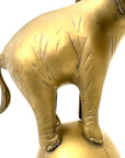 Vintage Brass Elephant on Ball | Mid-Century Circus Sculpture | 13+ inches tall