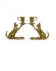 Vintage Brass Cat Candlestick Holders- A Pair