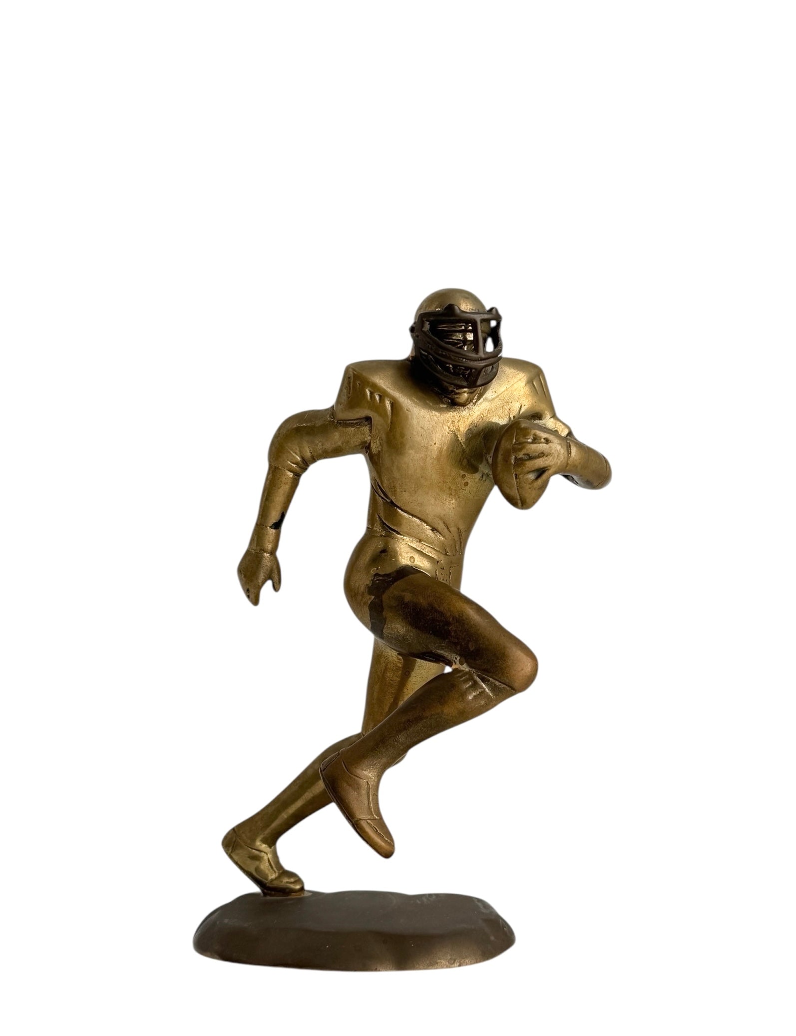 Vintage Brass Running American Football Player