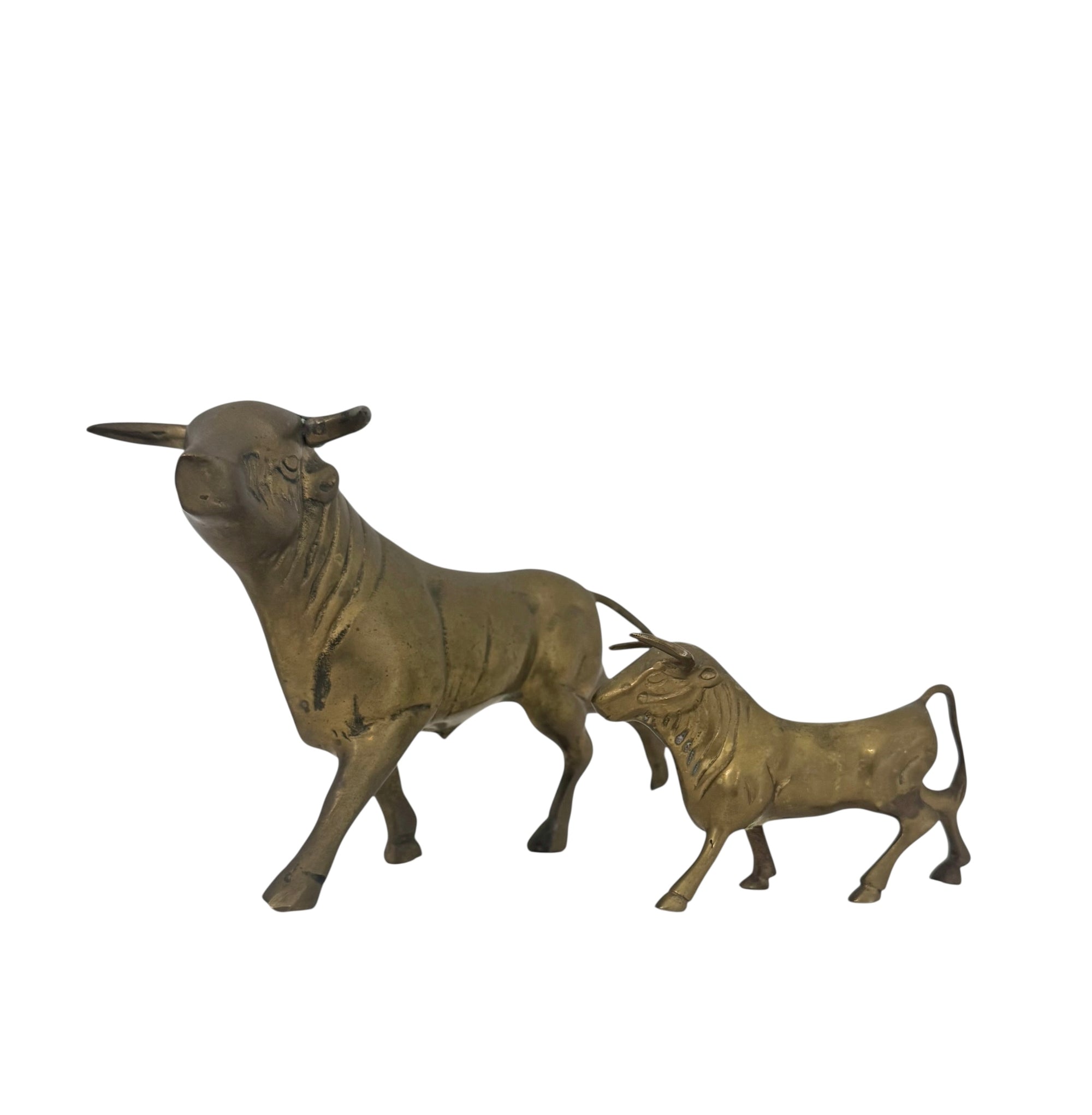 Vintage Brass Bull Figurines – Pair of Mid-Century Modern Bulls
