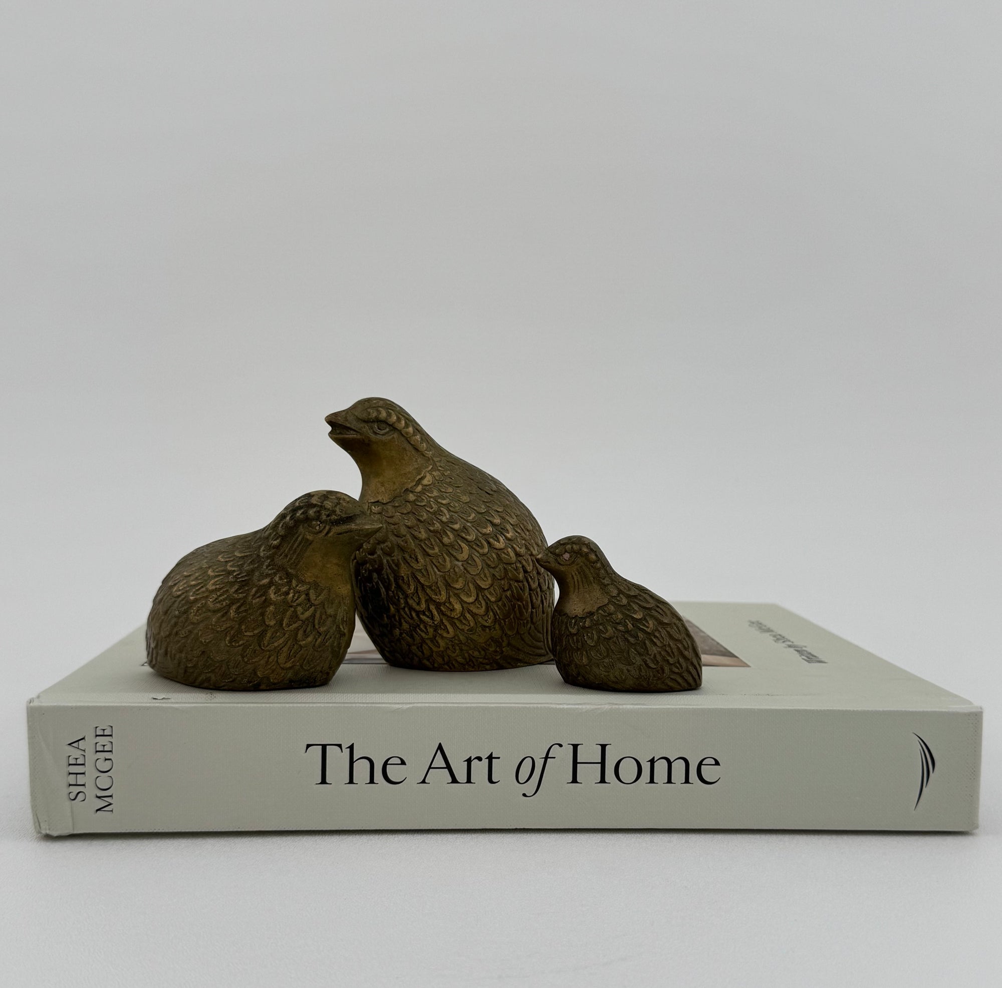 Vintage Brass Quail Family- A Three Piece Set