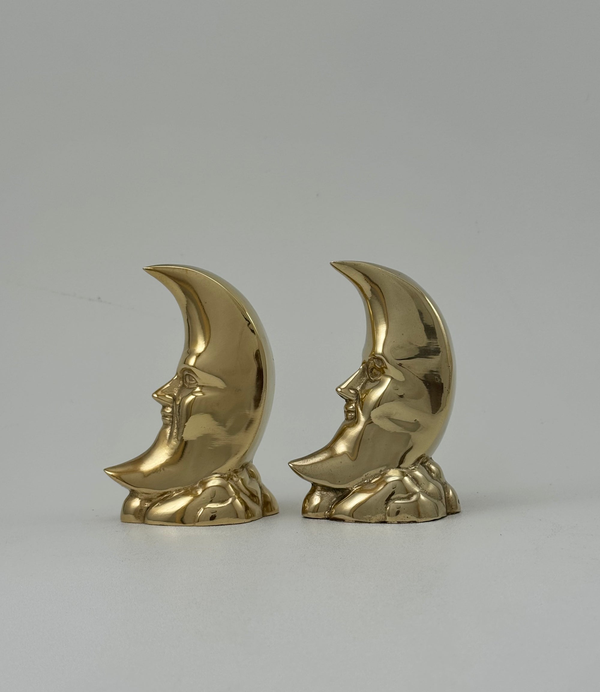 Vintage Brass “Man in the Moon” Figurines – Set of 2
