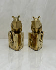 Vintage Brass Mice Reading Books Atop a Slice of Cheese-A Pair