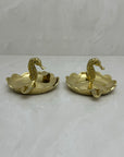 Vintage Small Brass Seahorse Ashtrays-A Pair