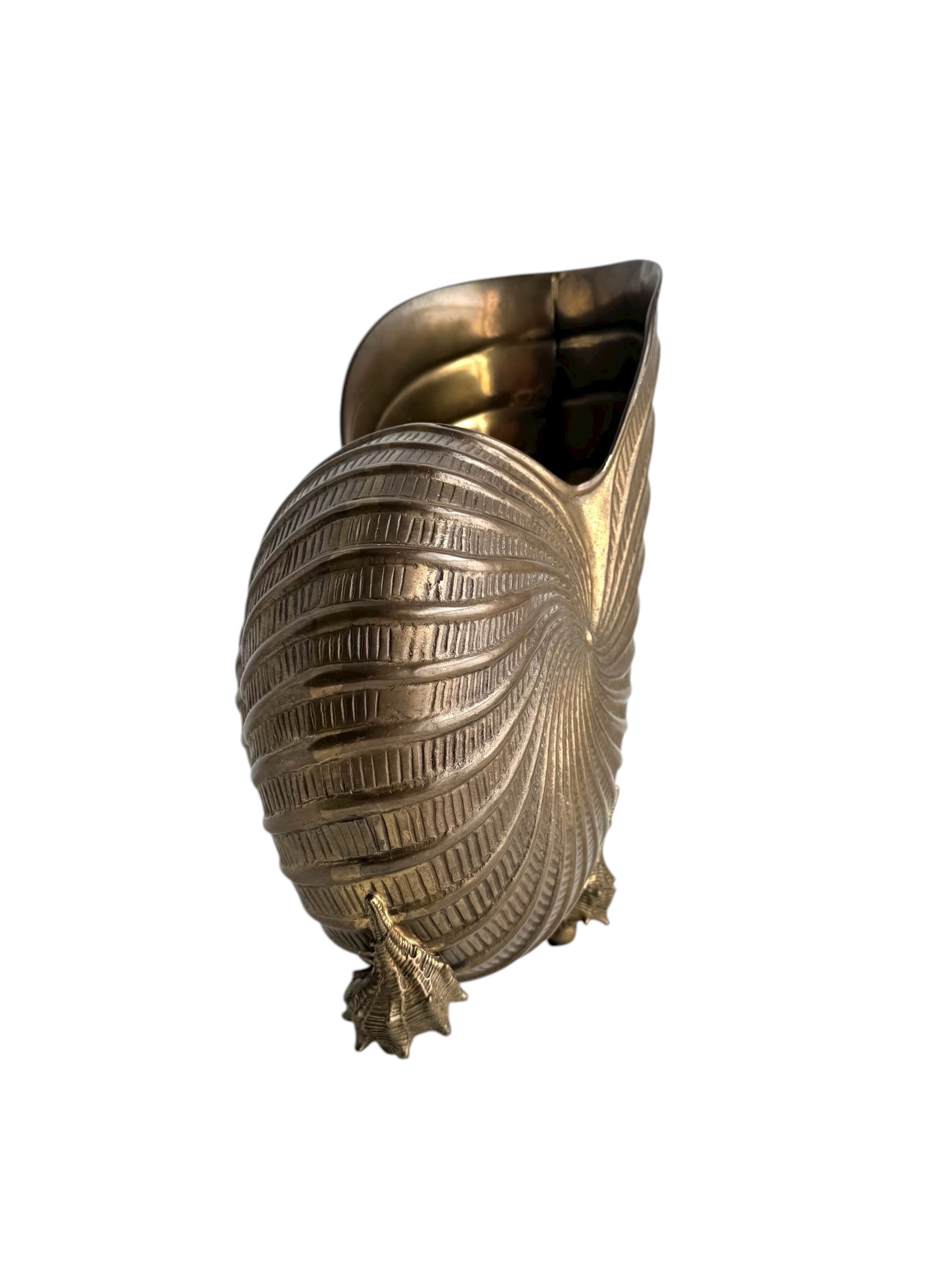Vintage Brass Nautilus Shell Wine Bucket or Planter