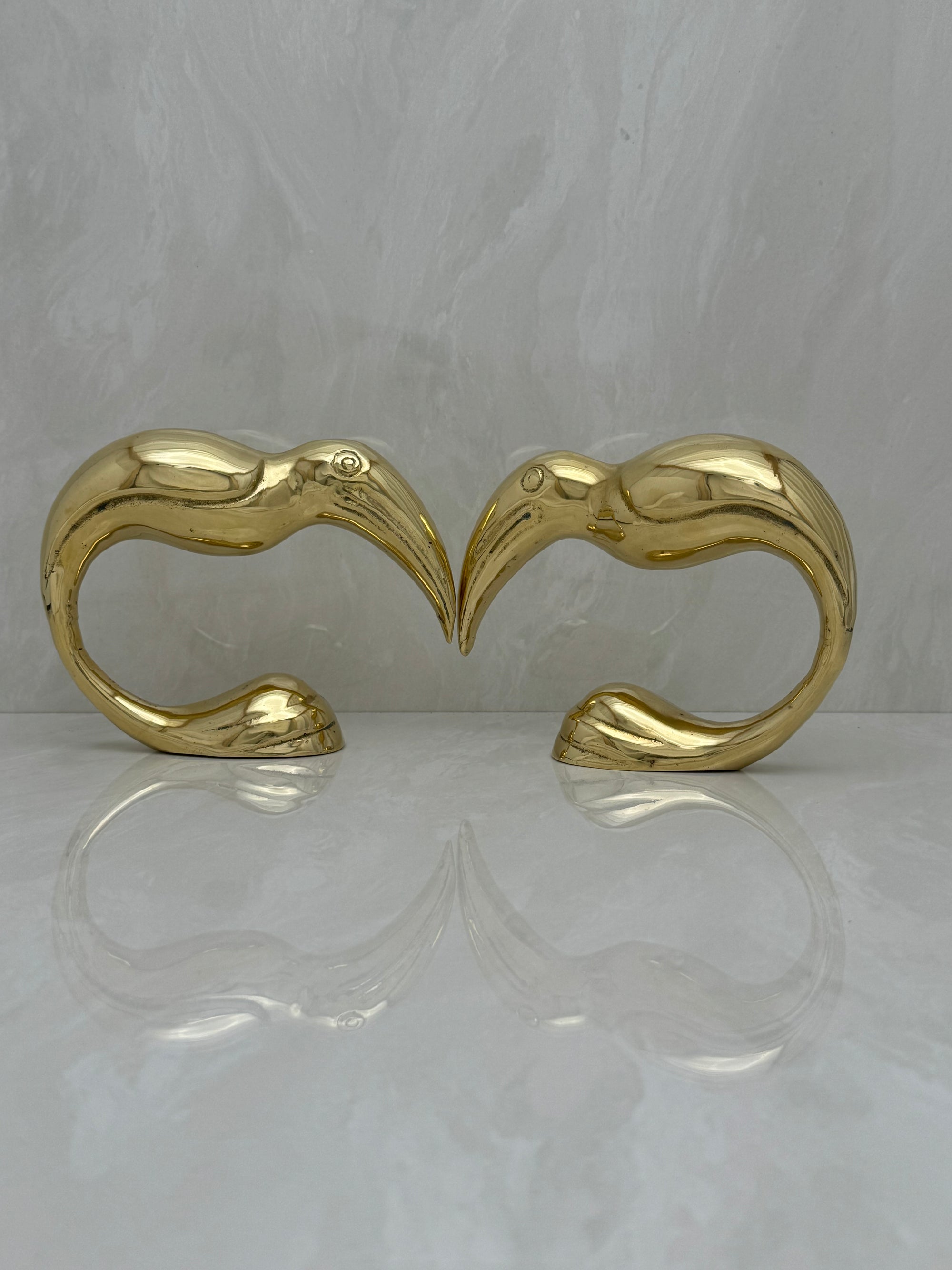 Vintage Brass Toucan Bookends- A Pair