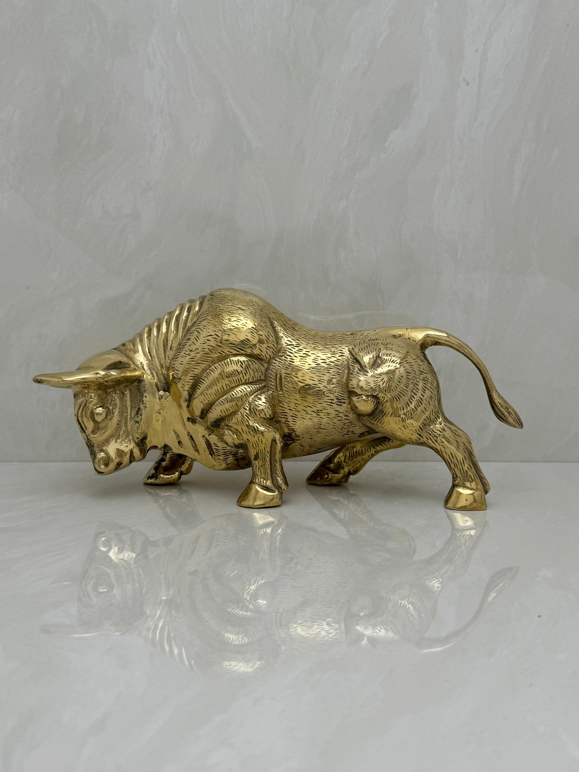 Vintage Brass Charging Bull