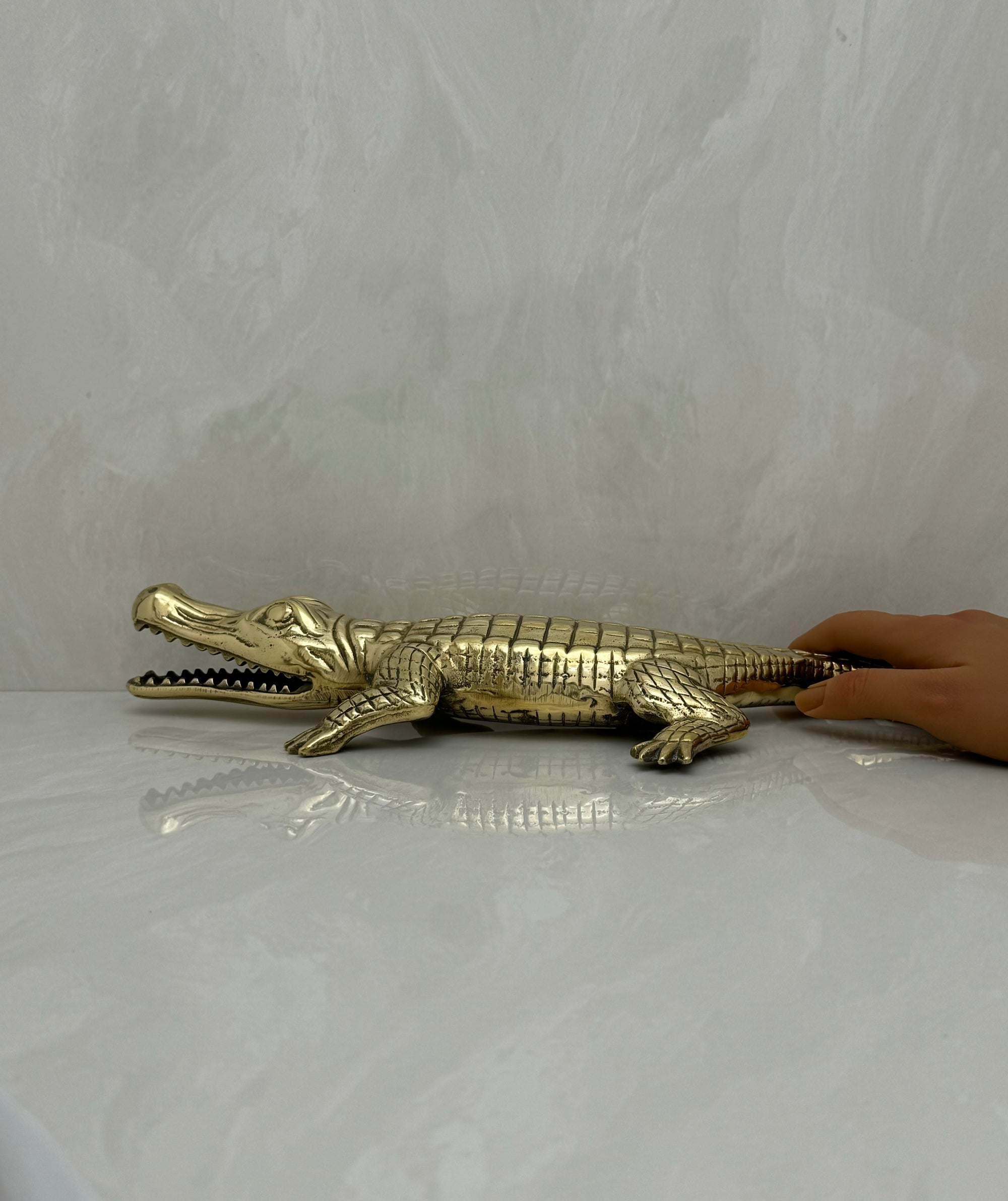 Large Vintage Brass Alligator