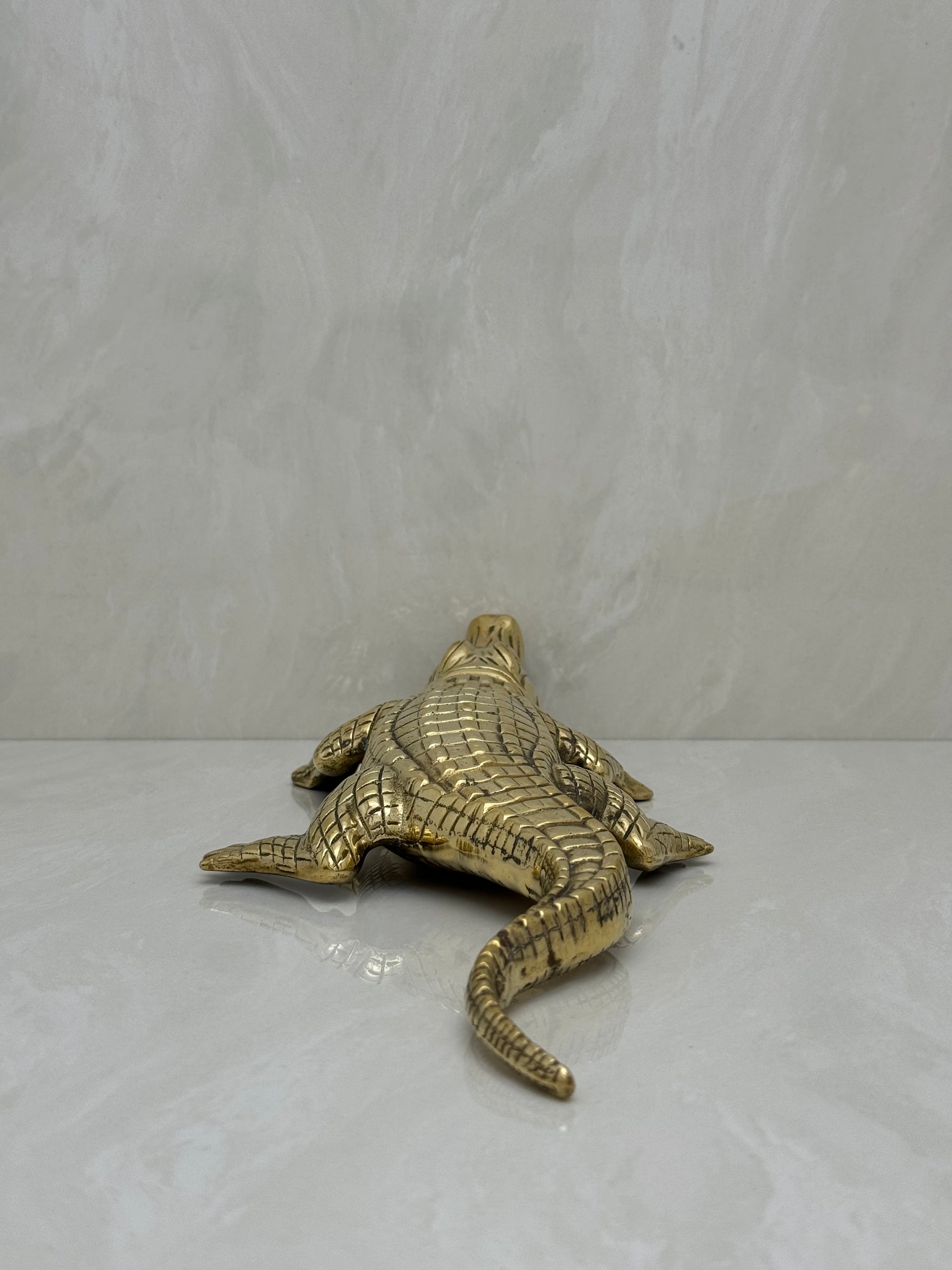 Large Vintage Brass Alligator