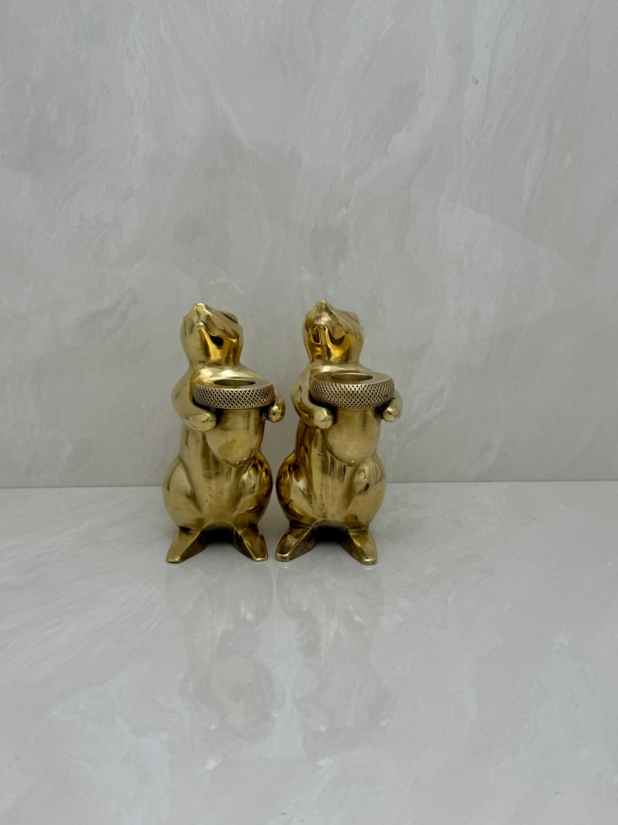 Vintage Bronze Squirrel Candleholders-A Pair